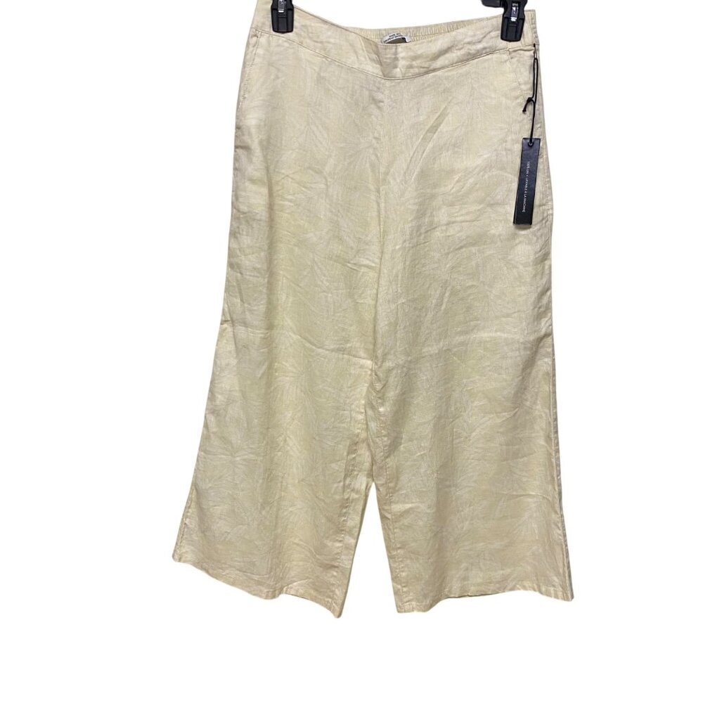 Nicole Miller New York Womens‎ Beige\Cream Linen Wide-Leg Pants Size L NWT